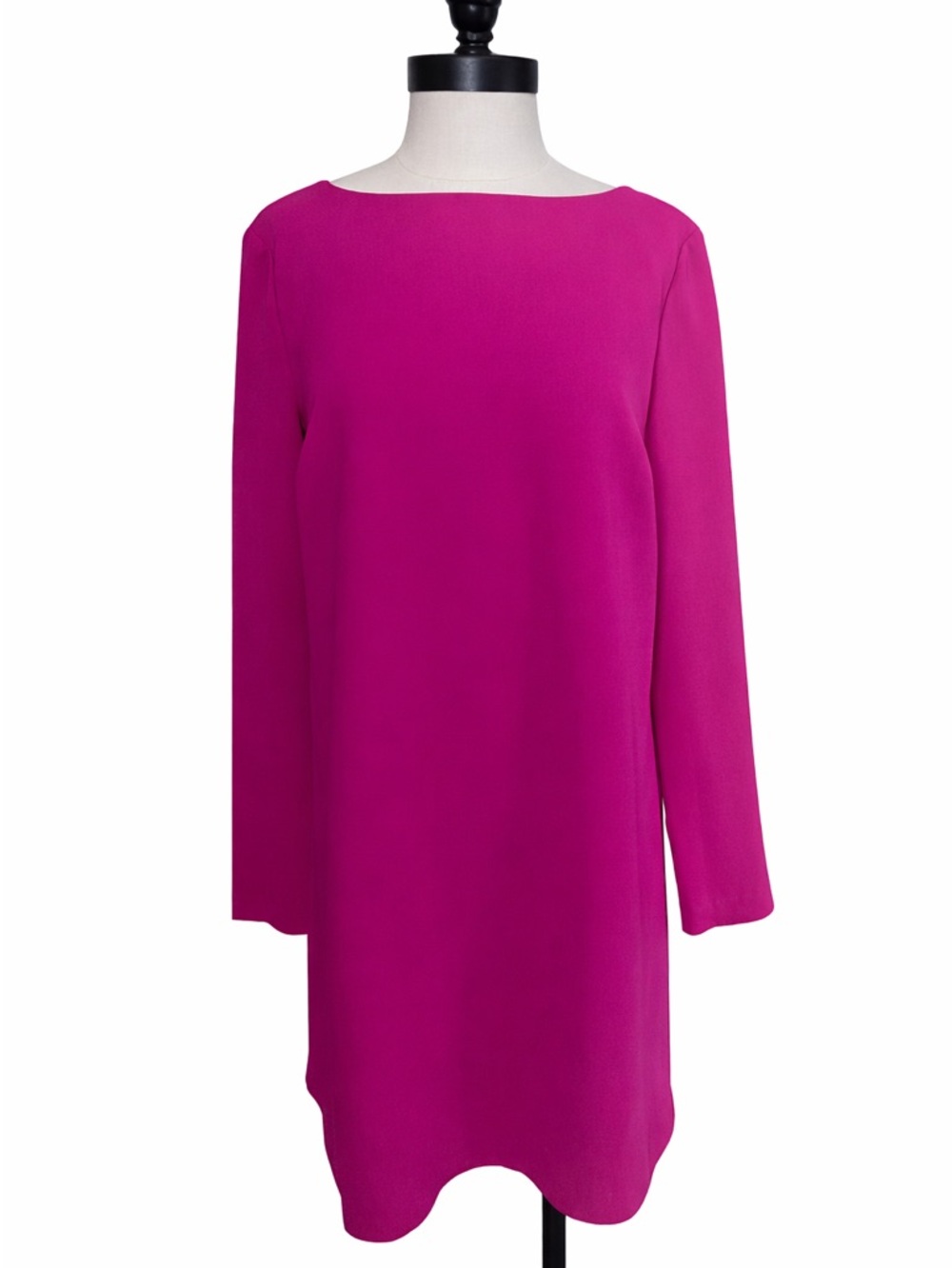 Trina Turk Fuchsia Pink Boat Neck Long Sleeve‎ Shift Dress Size 8